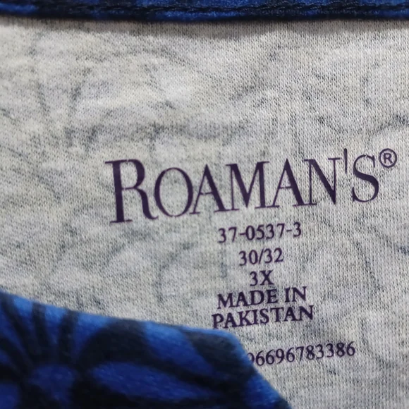 Roaman's Women Tops - Red and Blue Floral - Picture 5 of 6